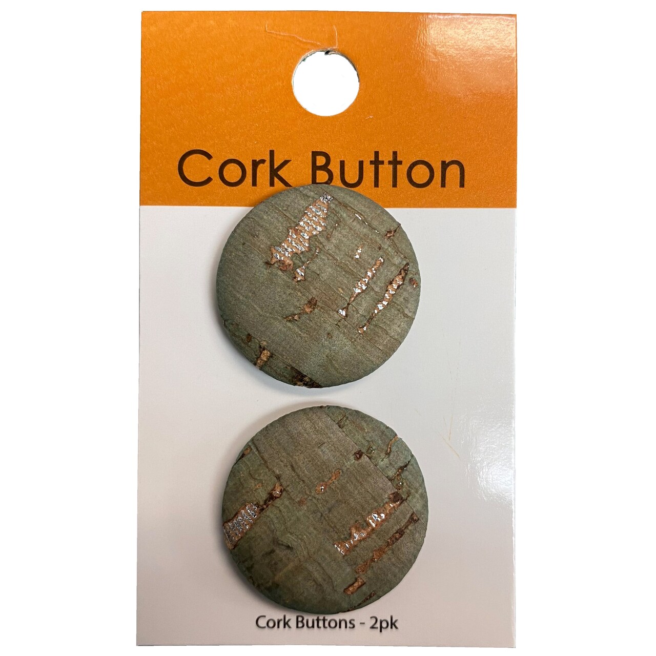 Belagio Cork Covered Button, 1" Diameter, 2 Piece, Solid Color, Green